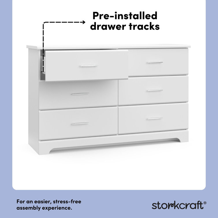 Brookside White 6-Drawer Nursery Double Dresser - GREENGUARD Certified