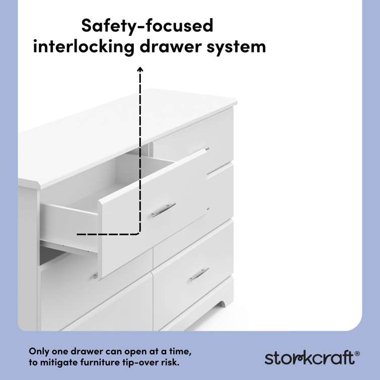 Brookside White 6-Drawer Nursery Double Dresser - GREENGUARD Certified