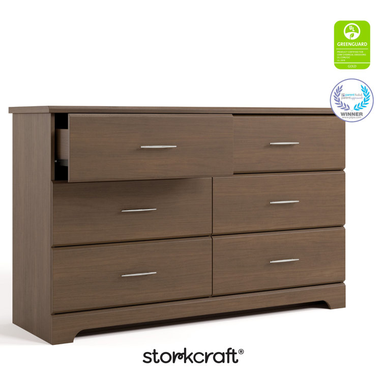 Hazelnut Double Nursery Dresser with Silver Hardware