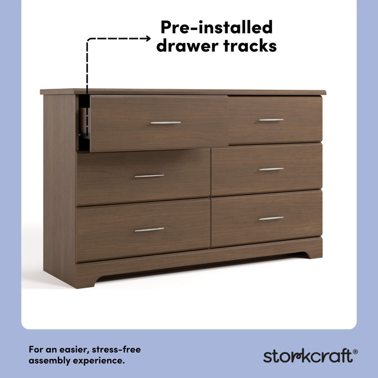 Hazelnut Double Nursery Dresser with Silver Hardware