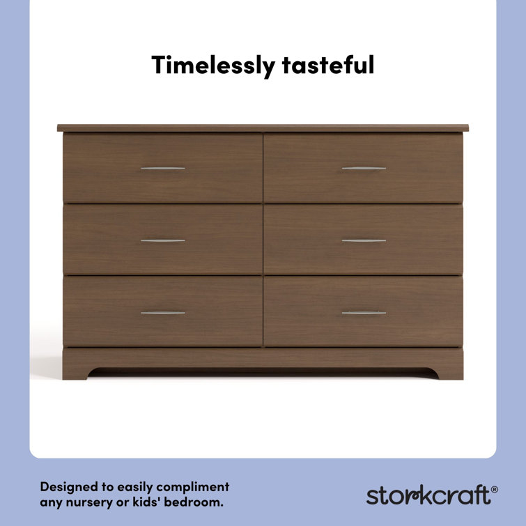 Hazelnut Double Nursery Dresser with Silver Hardware