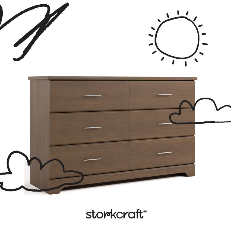 Hazelnut Double Nursery Dresser with Silver Hardware