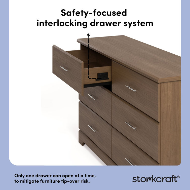 Hazelnut Double Nursery Dresser with Silver Hardware