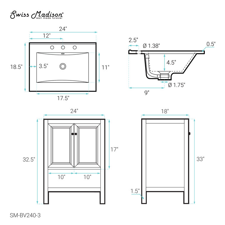 Natural Oak and White Ceramic Freestanding Bathroom Vanity