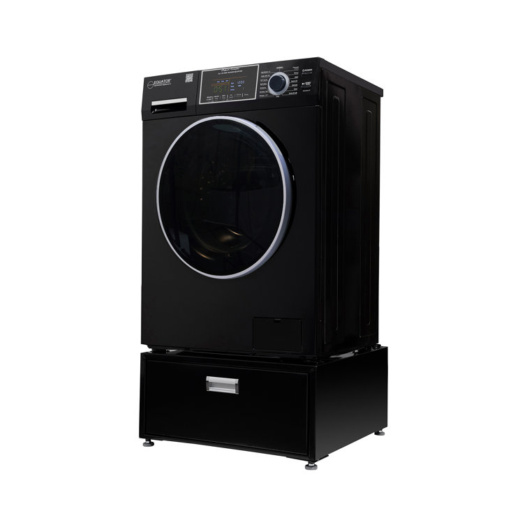 Black 1.62 cu. ft. Smart Electric All-in-One Washer Dryer with Pedestal