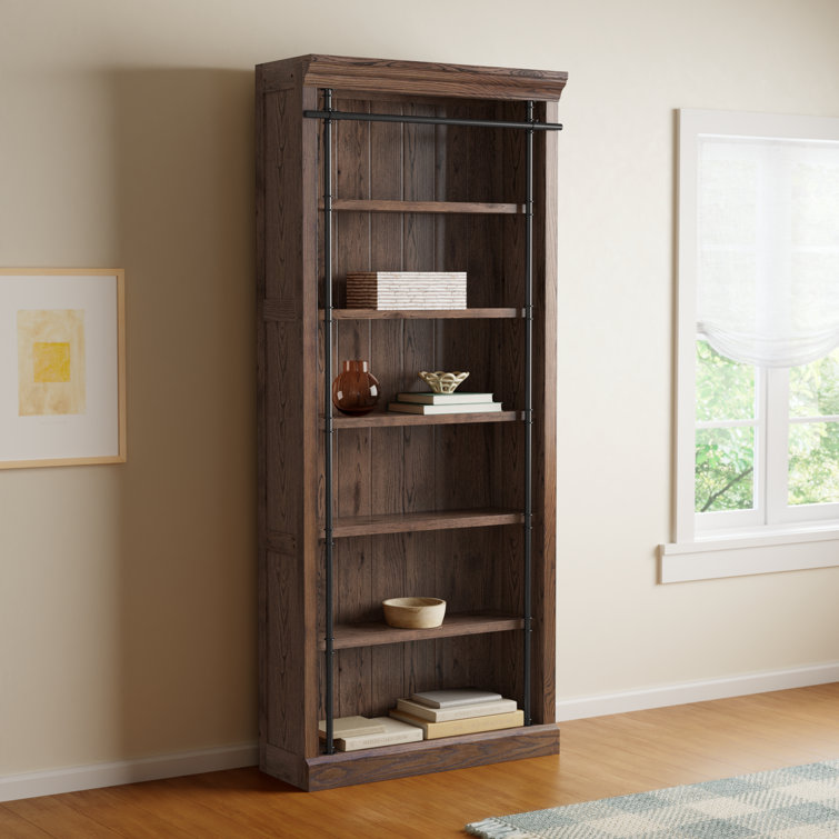 Avondale Traditional Adjustable 5-Shelf Oak Bookcase in Brown