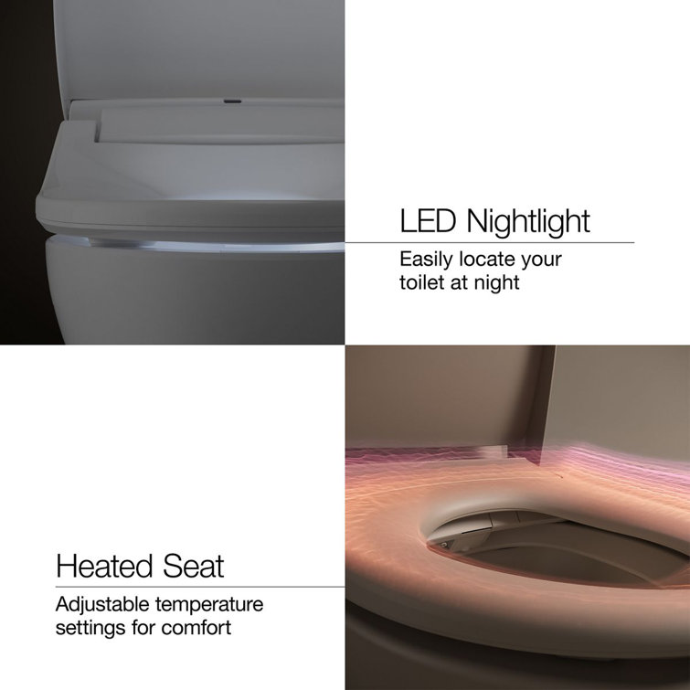White Elongated One-Piece Smart Toilet with Dual Flush