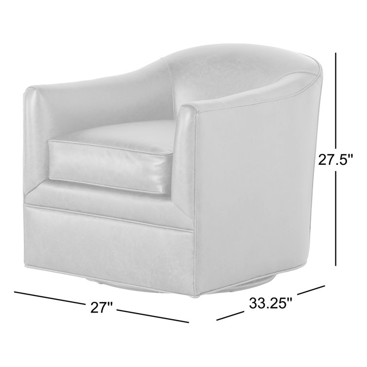 Ontario Taupe Leather Barrel Swivel Armchair
