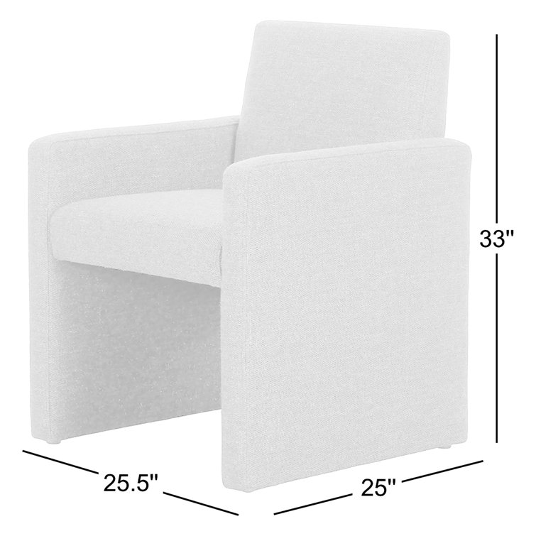 Fayette Cloud Upholstered Wood Arm Chair in White
