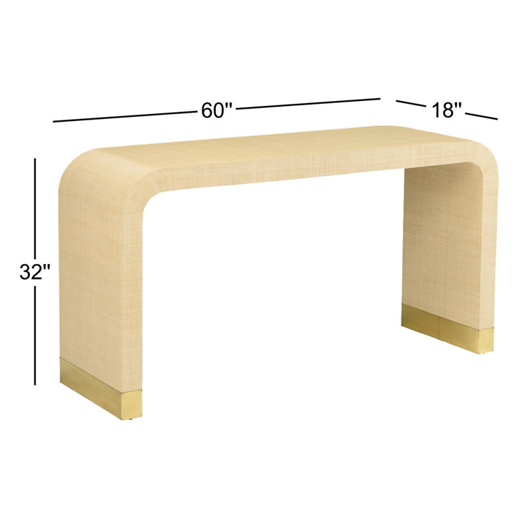 Elegant Waterfall 60" Cream Console Table with Brass Accents