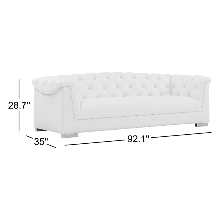 Farah 92'' Gray Velvet Tufted Sofa with Nailhead Trim