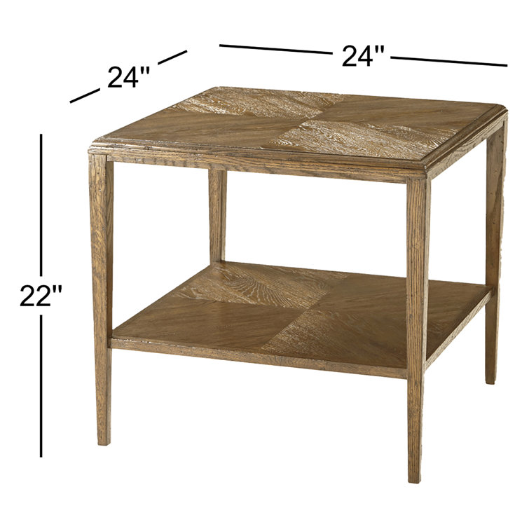 Dawn Oak Parquetry Nova Square Side Table with Storage