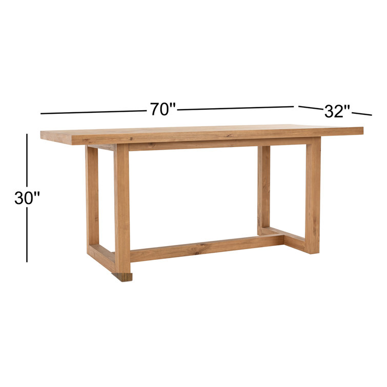 Natural Wood Transitional 70" Rectangle Dining Table