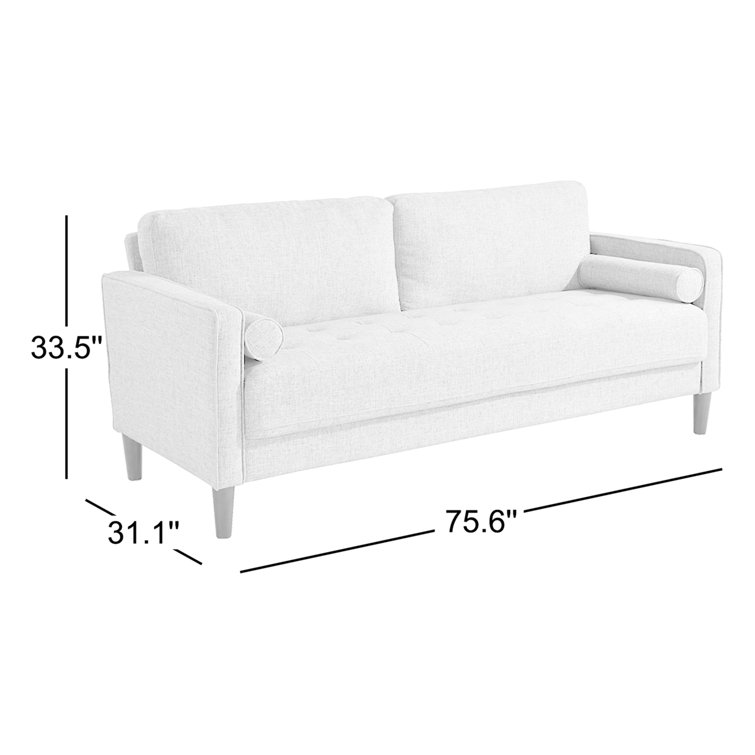 Garren 75.6'' Green Polyester Tufted Sofa with Espresso Wood Legs