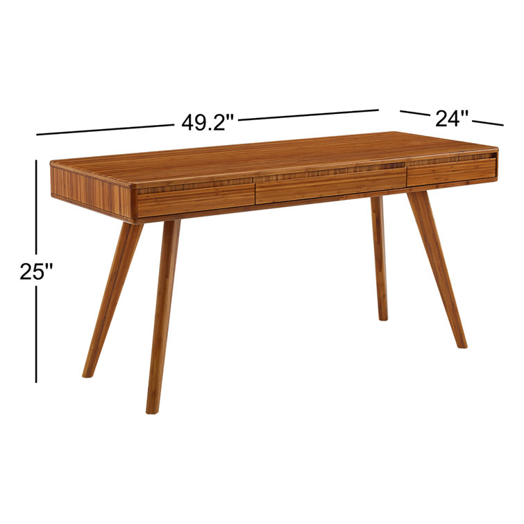 Amber Bamboo 60" Writing Desk with Splayed Legs and Drawers