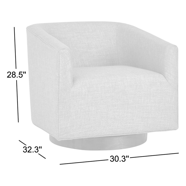 French Beige Basketweave Swivel Accent Chair with Wood Base