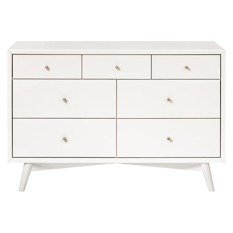Palma Mid-Century Modern 7-Drawer Dresser with Brushed Metal Hardware