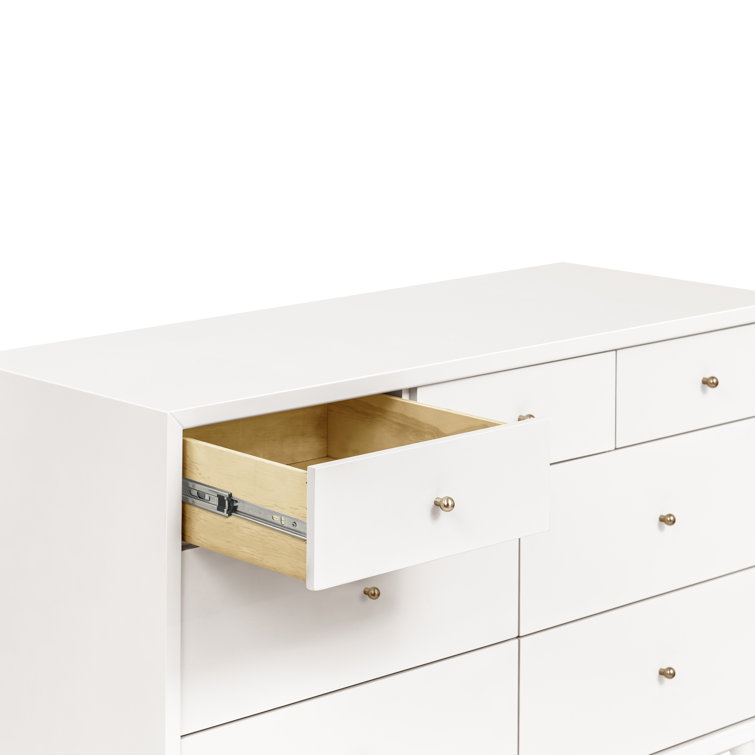 Palma Mid-Century Modern 7-Drawer Dresser with Brushed Metal Hardware