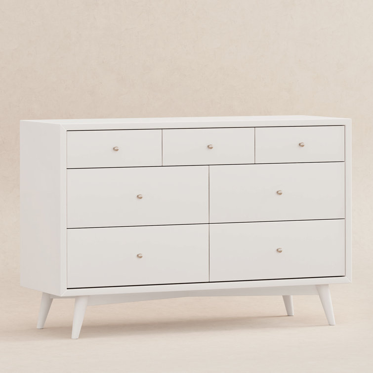 Palma Mid-Century Modern 7-Drawer Dresser with Brushed Metal Hardware
