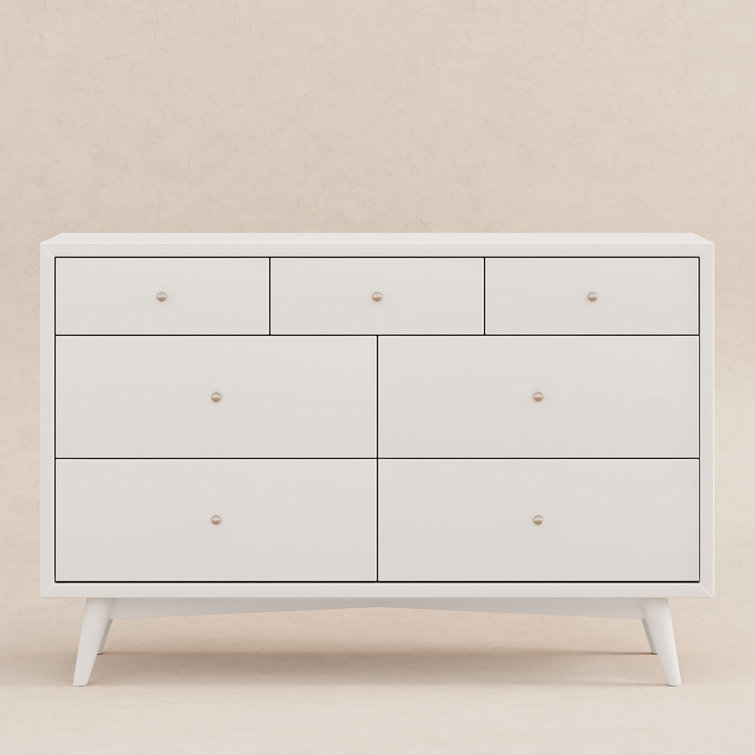 Palma Mid-Century Modern 7-Drawer Dresser with Brushed Metal Hardware