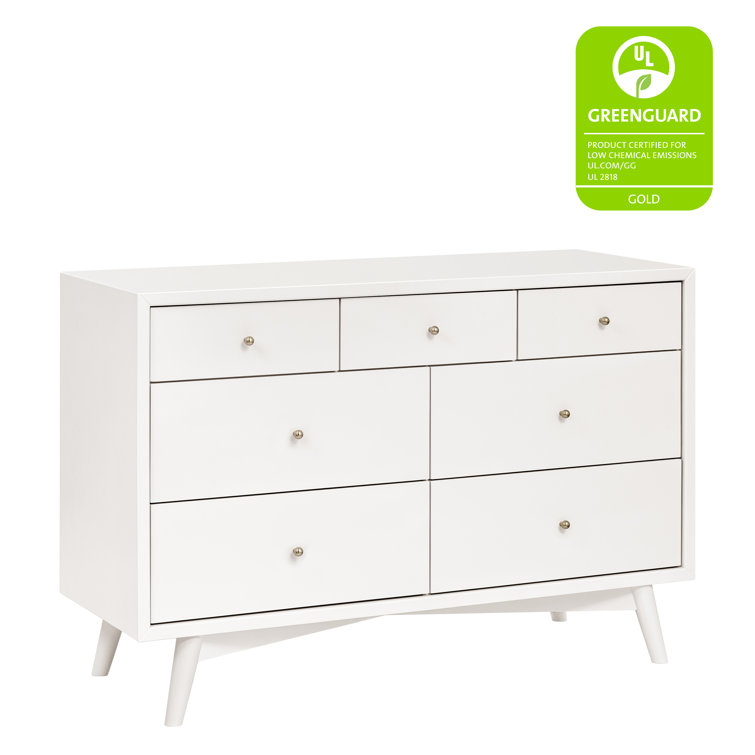 Palma Mid-Century Modern 7-Drawer Dresser with Brushed Metal Hardware
