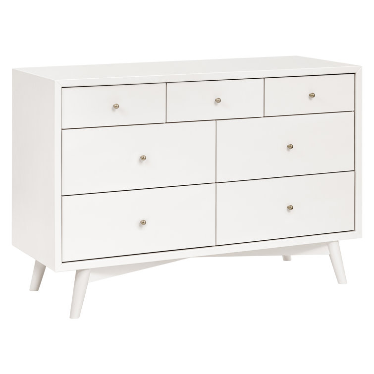 Palma Mid-Century Modern 7-Drawer Dresser with Brushed Metal Hardware