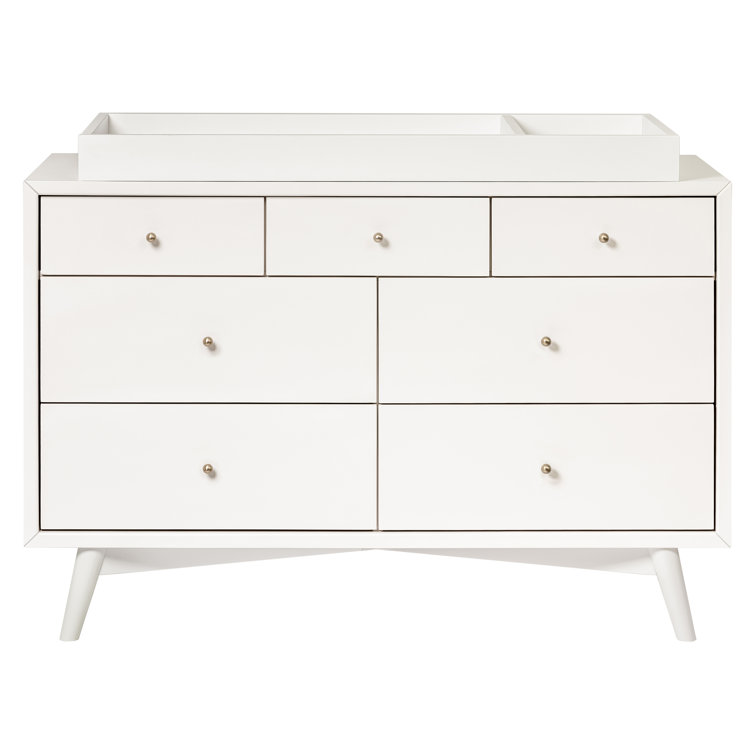 Palma Mid-Century Modern 7-Drawer Dresser with Brushed Metal Hardware