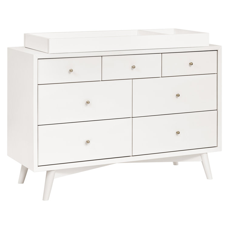 Palma Mid-Century Modern 7-Drawer Dresser with Brushed Metal Hardware