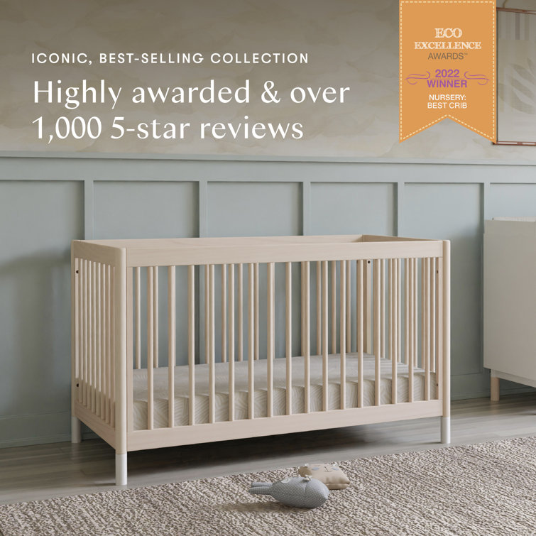 Washed Natural and White Pine 4-in-1 Convertible Toddler Crib