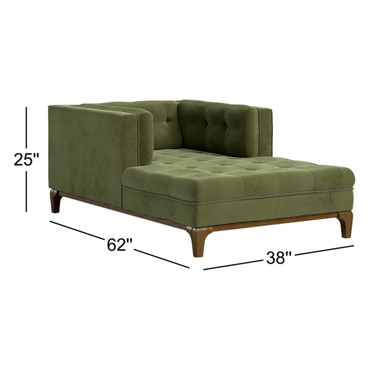 Sapphire Olive Velvet Handcrafted Contemporary Sofa Chaise