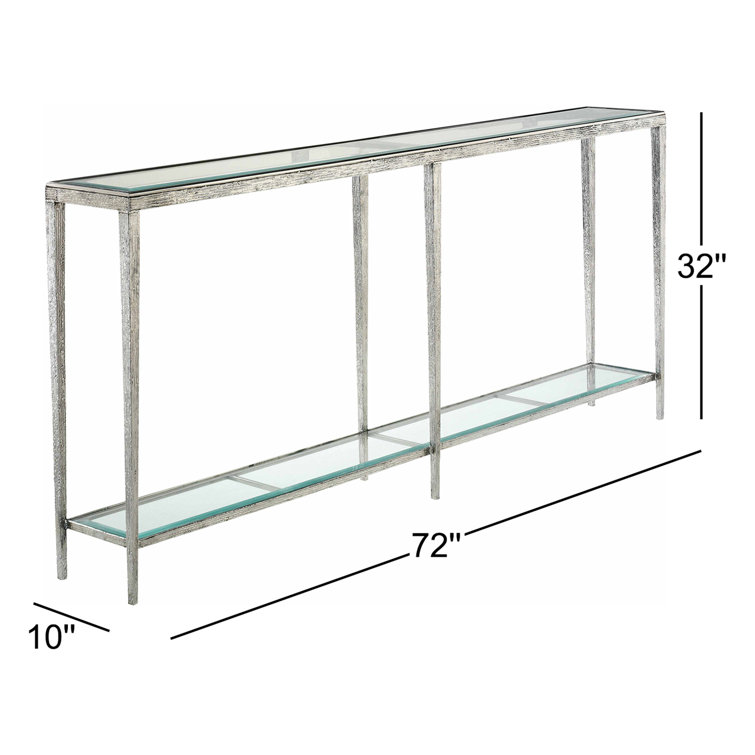 Jinx Nickel Finish 72'' Console Table with Glass Shelf