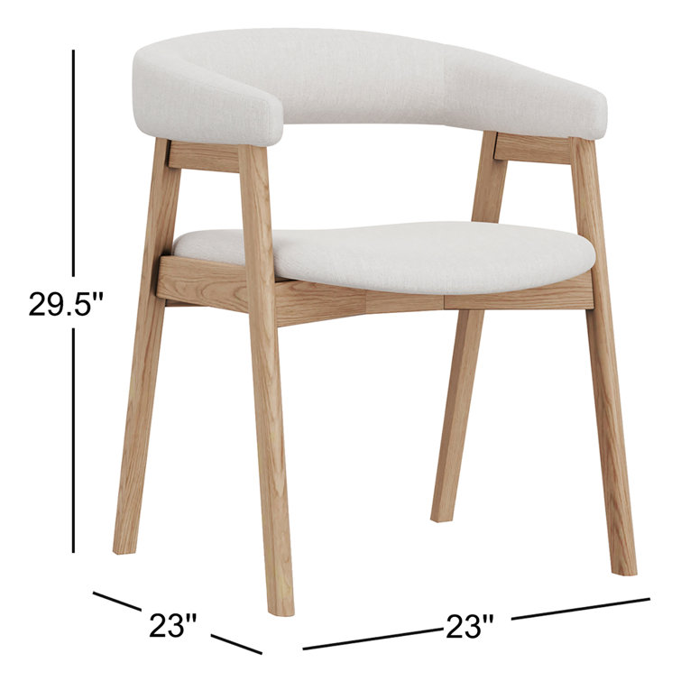 Natural Solid Wood Arm Chair with Upholstered Back and Seat
