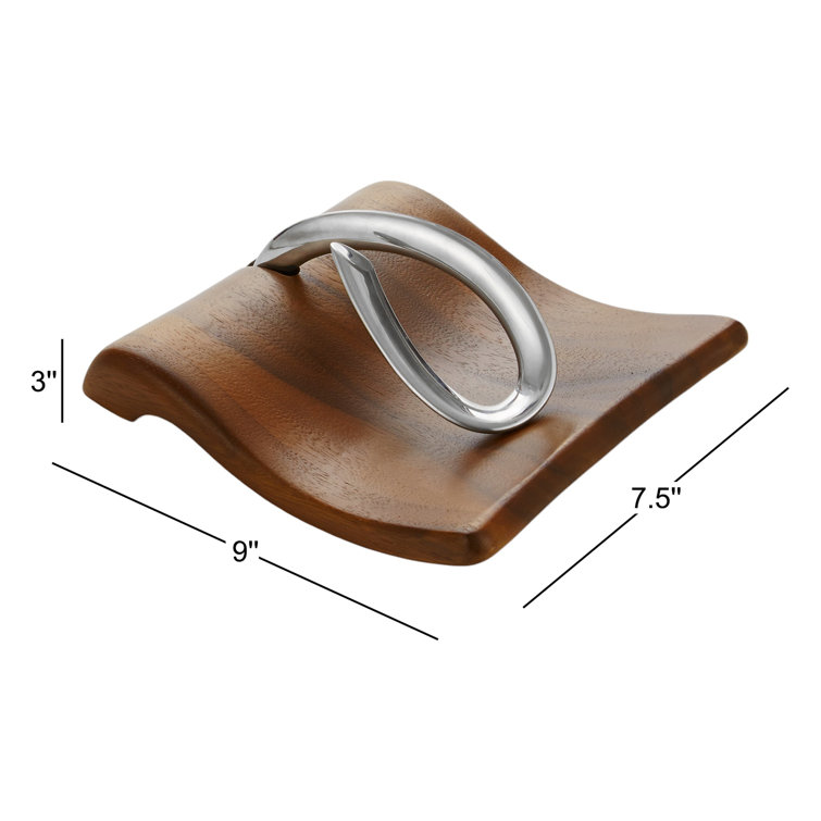 Acacia Wood and Stainless Steel Napkin Holder