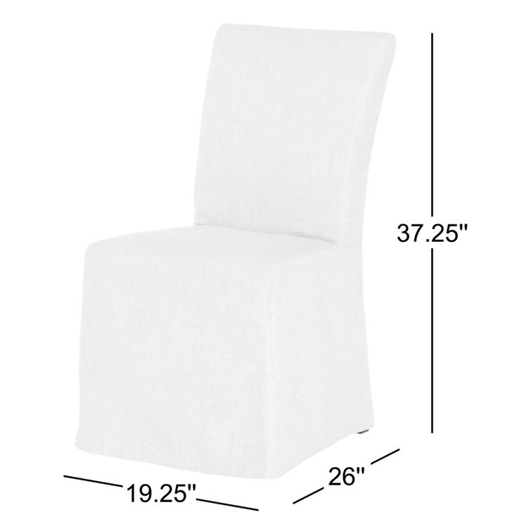 Cream Linen Upholstered Parsons Side Chair with Wood Frame