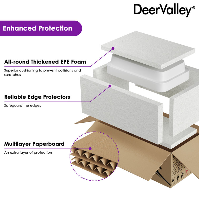 DeerValley 19'' White Ceramic Rectangular Above-Counter Vessel Sink