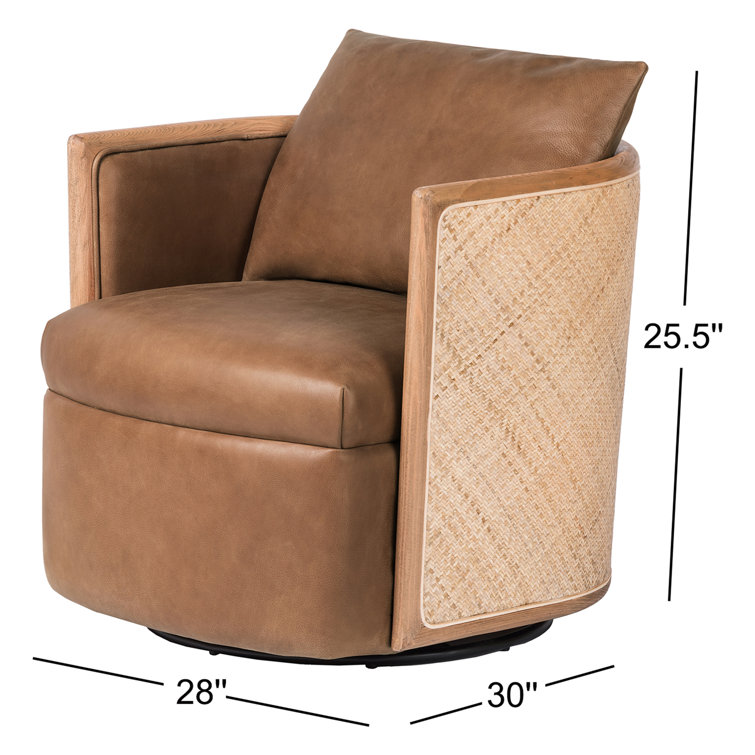 Newbury Brown Leather Swivel Barrel Armchair