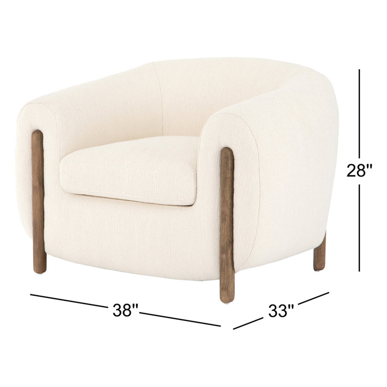 Lyla Modern Barrel Chair in Distressed Natural with Ivory Polyester Blend
