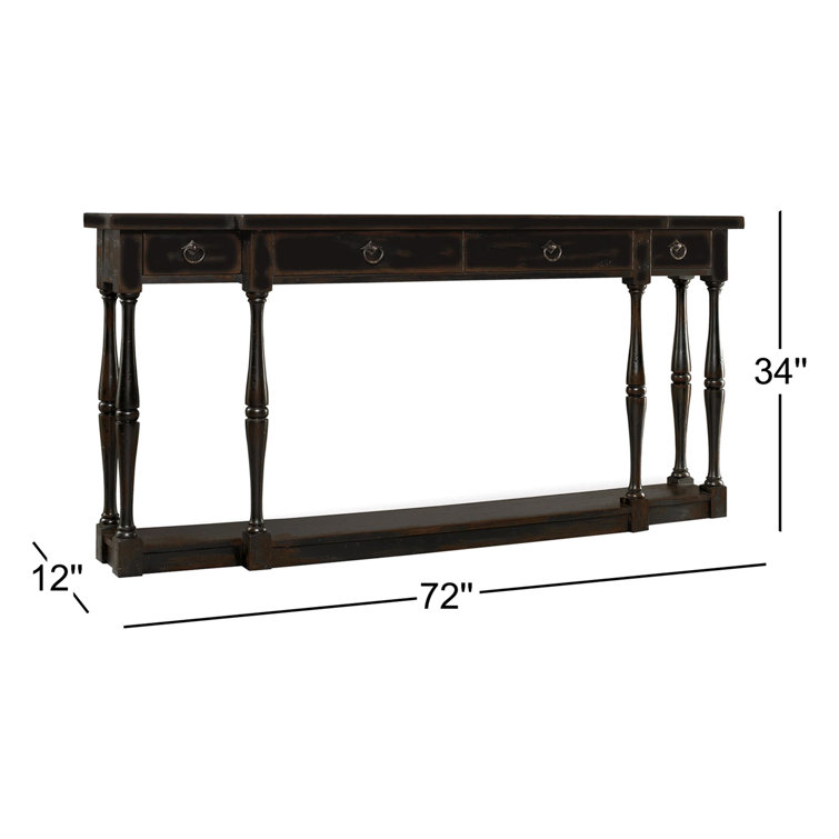 Transitional Ebony Black 72'' Rectangular Console Table with Storage