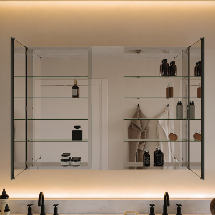 Mirrored Aluminum Frameless Rectangular Bathroom Medicine Cabinet