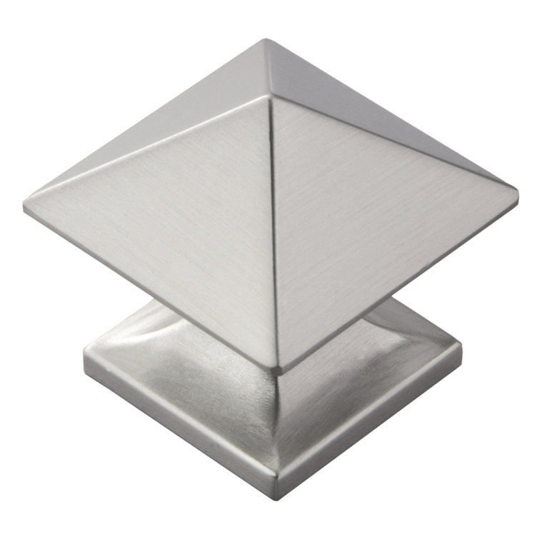 Satin Nickel Square Modern Cabinet Knob with Mounting Hardware