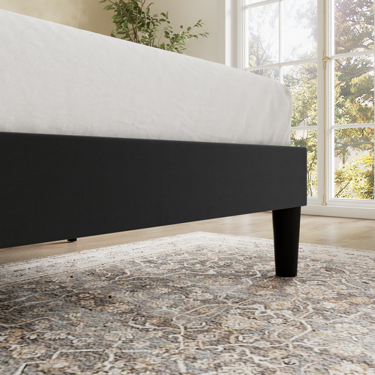 Elegant Velvet Queen Bed with Tufted Wingback Headboard and Metal Frame