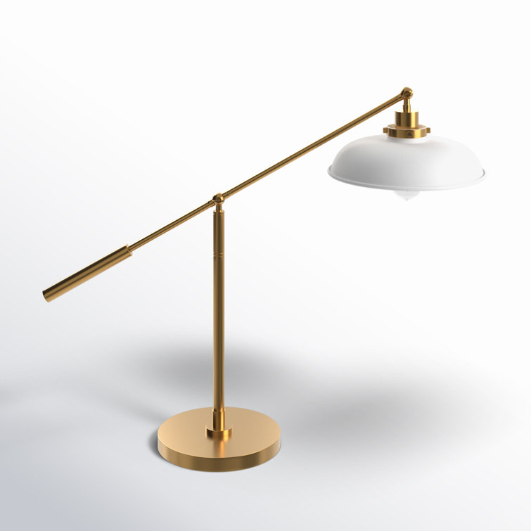Wellfleet Adjustable Set of Table Lamps in Burnished Brass and Matte White