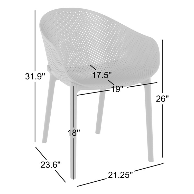 Black Plastic Resin Modern Outdoor Dining Chairs, Set of 2