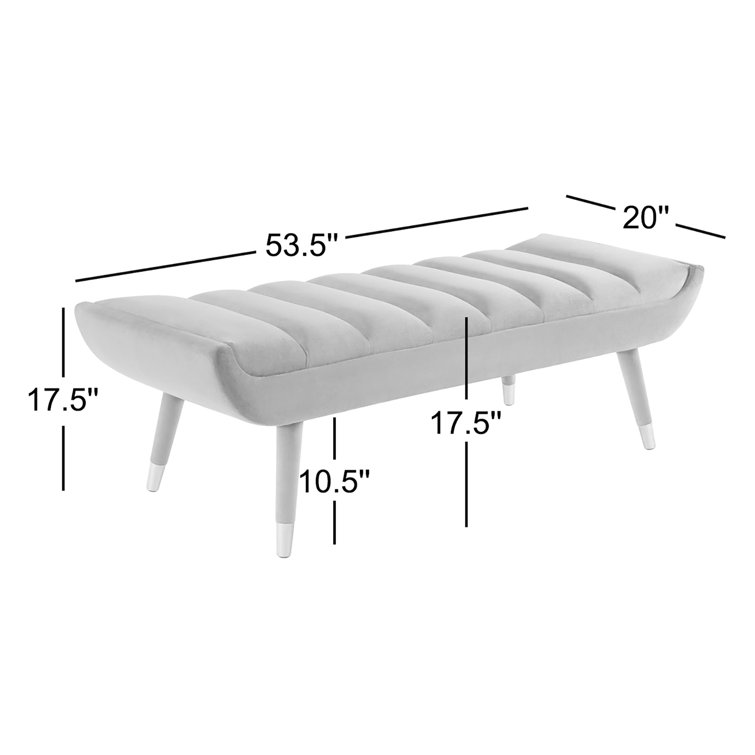 Elegant Green Velvet 53.5" Accent Bench with Gold Metal Accents