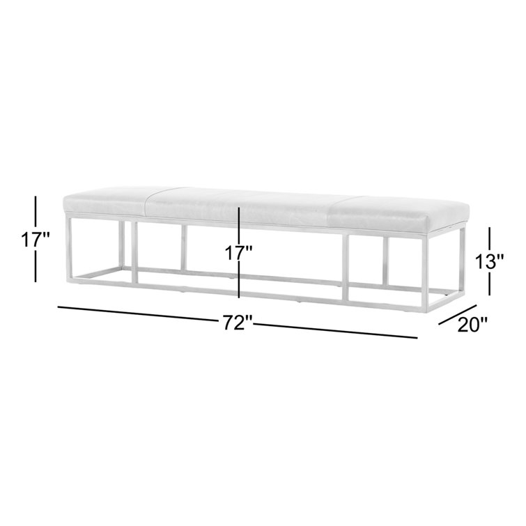 Dakota Warm Taupe Leather and Iron Bench
