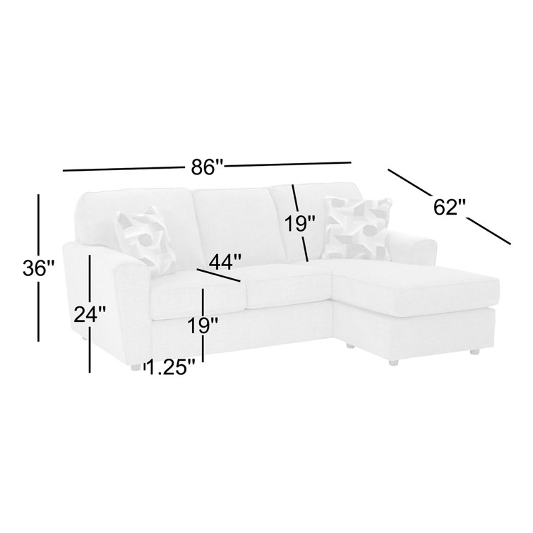 Slate Gray Fabric Two-Piece Sofa Chaise with Track Arms