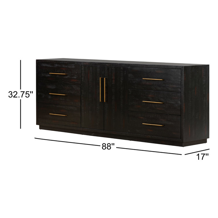 Burnished Black Acacia Media Console with Brass Hardware
