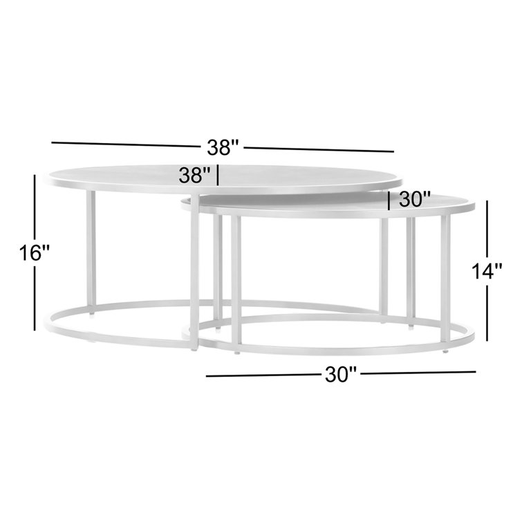 Gray and Stainless Steel Round Nesting Coffee Tables with Resin Top