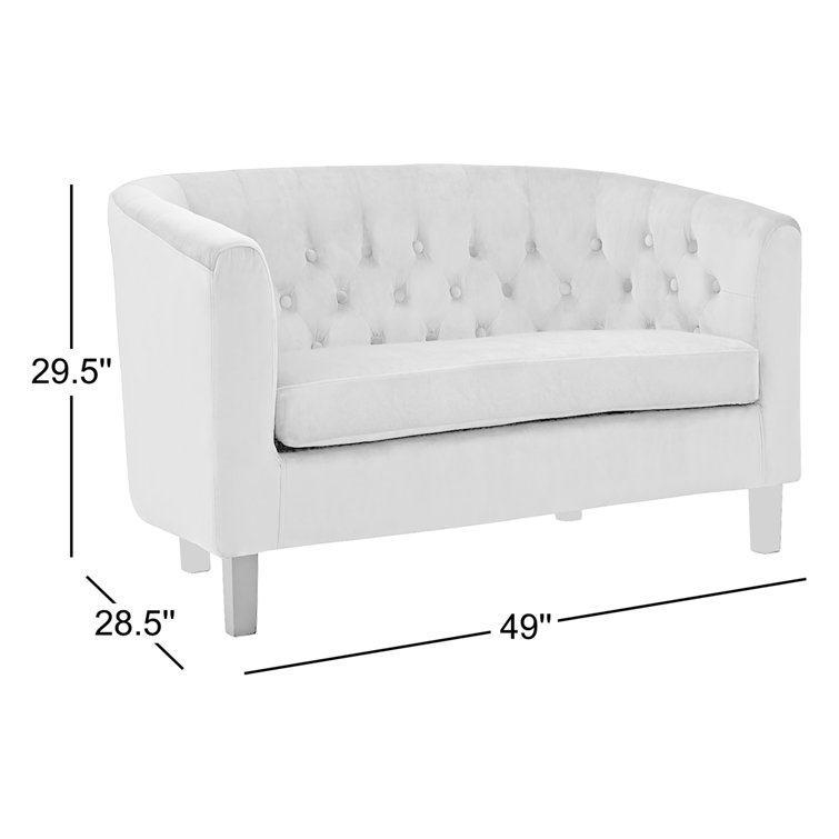 Elegant Gray Faux Leather Chesterfield Loveseat with Tufted Design