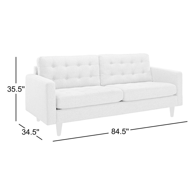 Light Gray Tufted Fabric Sofa with Wood Legs